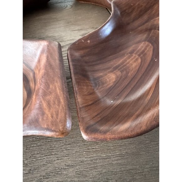 Cal Orig Wood Grain Look Pottery USA 618 Casserole Dish Bowl Set of 4 MCM - Picture 4 of 7